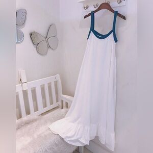 NWT Vetiver white maxi dress with denim trim